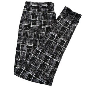 Black White Abstract Grid Patterned Womens Size 28x27 Slim Fit Pants Trouser
